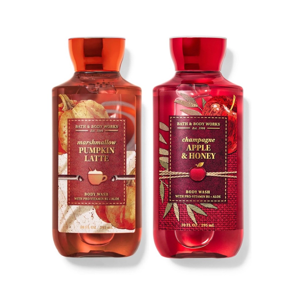 Bath & Body Works Body Wash Set of 2 Marshmallow Pumpkin Apple Honey